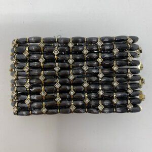 NEW king square stretch 10 strand dark silver grey bracelet